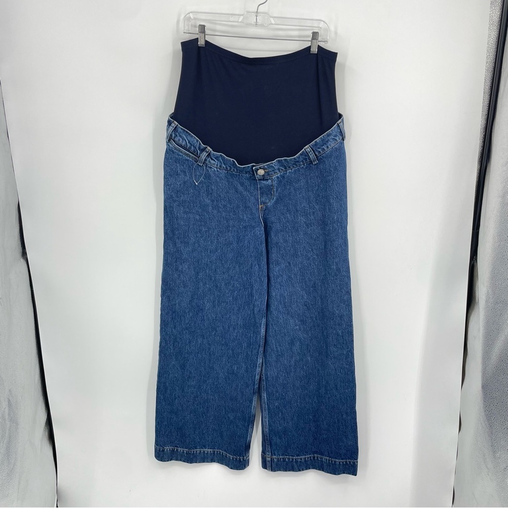 Asos maternity wideleg jeans / stretchy belly band US 10 ‎ medium wash